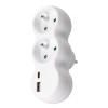 Solight rozbočovač s USB A+C nabíjačkou, 2 x 10A, biely P100USBC