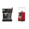 Ascaso Steel DUO PID PLUS, Black&Wood + Eureka Mignon Specialita, CR ferrari red