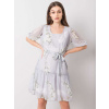 Svetlo šedé šaty s motívom kvetín -LK-SK-508129.06X-grey 40