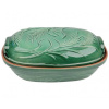 Green Home Hlinený pekáč na kačicu – zelená rímska rímska misa 5 l so vzorom pšenice