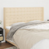 vidaXL Čelo postele so záhybmi krémový 203x16x118/128 cm látka - Krémová - 66173-20991