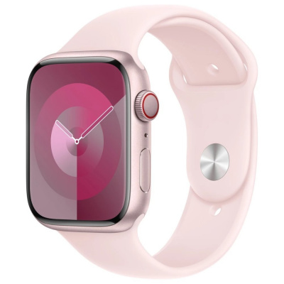 Apple Watch Series 9 Cellular 45mm Růžový hliník se světle růžovým sportovním řemínkem M/L MRML3QC/A