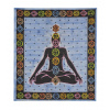 Sanu Babu Prehoz na posteľ modrý s čiernou potlačou Chakra Yoga 210x240cm