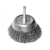 Kartáč hrnčekový so stopkou, vlnitý pomosadzený drôt 0,3mm, 63mm, stopka pr.6mm