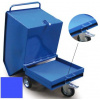 Výklopný vozík na špony, triesky 400 litrov, s kapsami pre vysokozdvih, modrý