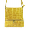 Kožená dámska crossbody kabelka v kroko dizajne žltá