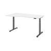 Výškovo nastaviteľný písací stôl, elektrický, pamäťový spínač, T-noha, 1800 x 1000/800 mm, biela/gra