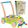 Chodítko a stavebnica drevený vozík s kockami Babu