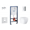 Grohe Solido - Set predstenovej inštalácie, klozetu a dosky Euro Ceramic, SoftClose, tlačidlo Even, chróm SANI15BB1104