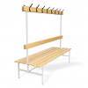 Lacneskrine #16 BENCH 2000 DOUBLE AH Obojstranná šatníková lavica s opierkou a vešiakmi, 2000 mm