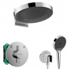Hansgrohe Sprchový set s batériou pod omietku, s telesom, priemer 36 cm, 3 prúdy, chróm SANI21HHH008-HG