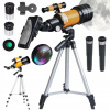 REFRAKČNÝ TELESKOP 70 MM 300 MM 5X - 150X NA POZOROVANIE HVIEZD PRE DETI