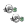 Náušnice z chirurgickej ocele, 3 mm, zdobené zeleným kameňom