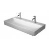 Duravit DuraSquare Dvojumývadlo nábytkové, 100x47 cm, bez prepadu, 2 otvory na batérie, DuraCeram, WonderGliss, biela 23531000721