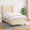 vidaXL Posteľný rám boxspring s matracom krémový 90x190 cm látka