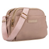 Dámska ružová listová kabelka z nylonu – so zipsom a magnetickým klipsom