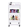 TROLLEY | celokovový pojízdný regál 3patrový | kovový vozík na kolečkách, výška 86 cm | bílý