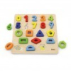 Drevené vkladacie puzzle Viga Čísla a tvary Multicolor