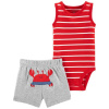CARTERS CARTER'S Set 2dielny body tielko, nohavice kr. Red Stripe Crab chlapec NB/ veľ. 56