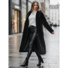 Dámska zimná kožušinová bunda, dlhá, čierna