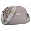 Dámska šedá listová kabelka z nylonu – praktická s magnetickým klipsom