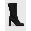 Kožené členkové topánky Calvin Klein Jeans HEEL ZIP BOOT LTH WN dámske, čierna farba, na podpätku, YW0YW01113 EUR 38
