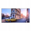 Retro auto Havana 140x70 Sklenený panel pre kuchyňu (Retro auto Havana 140x70 Sklenený panel pre kuchyňu)