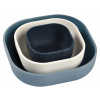 Jedálenská súprava Silicone Nesting Bowl Set Beaba Night Blue Cotton Baltic Blue zo silikónu 3-dielna modro-sivo-biela od 4 mes