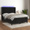 vidaXL Posteľ boxsping s matracom a LED čierna 140x190 cm zamat - Čierna - 105925-206024