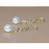Zlaté náušnice 14K s pravou sladkovodnou perlou FE004wM