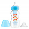 Fľaša antikolik Options+ široké hrdlo 2v1 s náustkom 270ml plast modrá