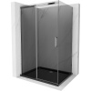 Mexen Omega posuvná sprchová kabína 100 x 90 cm, grafitová, chróm + vanička Flat, čierna - 825-100-090-01-40-4070