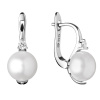 Gaura Pearls Stříbrné náušnice s řiční perlou a zirkony Sarah, stříbro 925/1000 SK20229EL Bílá