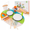 DREVENÝ HUDOBNÝ STOLÍK VZDELÁVACÍ 7v1 MONTESSORI 12m+ CYMBAŁKY BUBENKY