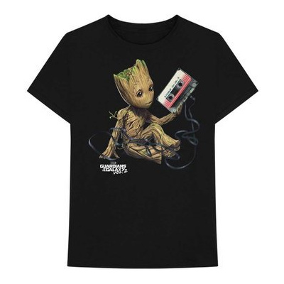Pánské tričko Marvel|Guardians Of The Galaxy|Strážci galaxie: Groot With Tape (S) černá bavlna