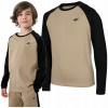 Mikina - 4f Detská mikina Veľkosť 164 dlhá béžová, hnedá, viacsúto rukávy (4f Longsleeve Junior JTSML001 164)