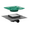 Hansgrohe RainDrain Spot - Podlahový vpust s roštom, 15x15 cm, na dlažbu, kefovaná nerezová 56112800