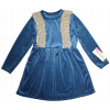 Dievčenské šaty - Trapezoidálne šaty pred kolenom vyrobeným v Taliansku veľkosť 86 (D003A13 Blue Dress Tull Decording Shein 100)
