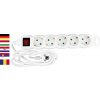 Cable GERMAN socket Strend Pro DG-805BK 1,50 m, 5 sockets, HU, RO, SRB, CRO + switch