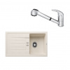 SET557 - Gránitový drez Blanco Favum 45 S biela soft + Kuchynská batéria Rosan King J385001 chróm