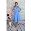 Bledomodré MIDI šaty s kamienkami A-strihu s opaskom Veľkosť: M-38