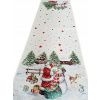 Behun na stol - Behúň na stôl biely, odtiene červenej, odtiene zelenej, viacfarebný 140 x 45 cm (Vianočná dezén Mikołaj a Snowman 45x140 cm)