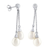 Stříbrné náušnice řetízkové s bílou přírodní perlou