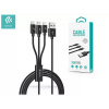 Devia 3v1 USB-A - USB Type-C + Micro USB + Lightning kábel, 1,2 m, 3A, čierny