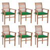 Multidom Jedálenské stoličky 6 ks zelené podložky tíkový masív