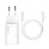 Rýchlonabíjačka Baseus TZCCSUP-L02 Super Si USB-C 25W + dátový kábel typu C na typ C 1m biely