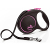 Vodítko FLEXI Black Design S páska 5m/15 kg ružové