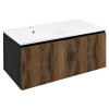 Sapho LOREA skrinka s umývadlom 101x46x51,5cm (70+30cm), ľavá, dub collingwood/čierna matná LE070-1935-L-03