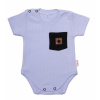Baby Nellys Bavlnené rebrované body s kapsičkou, kr. rukáv, Summer Boy, sv. modré 86 (12-18m)
