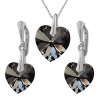 Nádherný set Swarovski elements srdce čierny SILVERNIGHT 14mm
